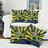 Waimanalo Oahu Hawaii Surfing Pillow Cover Tropical Beach Retro Sunburst Surfboard