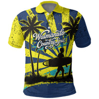 Waimanalo Oahu Hawaii Surfing Polo Shirt Tropical Beach Retro Sunburst Surfboard