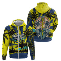 Waimanalo Oahu Hawaii Surfing Zip Hoodie Tropical Beach Retro Sunburst Surfboard