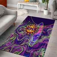 Waimanalo Hawaii Sun Rabbit Area Rug Psychedelic Trippy Neon Swirl Graphic