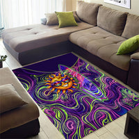 Waimanalo Hawaii Sun Rabbit Area Rug Psychedelic Trippy Neon Swirl Graphic