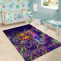 Waimanalo Hawaii Sun Rabbit Area Rug Psychedelic Trippy Neon Swirl Graphic