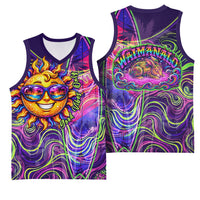 Waimanalo Hawaii Sun Rabbit Basketball Jersey Psychedelic Trippy Neon Swirl Graphic
