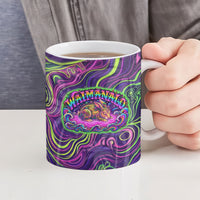 Waimanalo Hawaii Sun Rabbit Ceramic Mug Psychedelic Trippy Neon Swirl Graphic