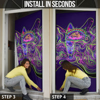 Waimanalo Hawaii Sun Rabbit Door Cover Psychedelic Trippy Neon Swirl Graphic