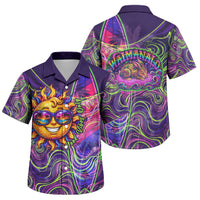 Waimanalo Hawaii Sun Rabbit Family Matching Tank Maxi Dress and Hawaiian Shirt Psychedelic Trippy Neon Swirl Graphic