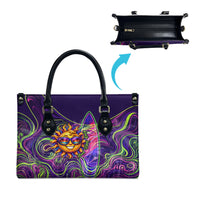 Waimanalo Hawaii Sun Rabbit Leather Bag Psychedelic Trippy Neon Swirl Graphic