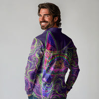 Waimanalo Hawaii Sun Rabbit Long Sleeve Polo Shirt Psychedelic Trippy Neon Swirl Graphic