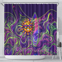 Waimanalo Hawaii Sun Rabbit Shower Curtain Psychedelic Trippy Neon Swirl Graphic