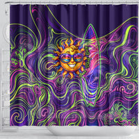 Waimanalo Hawaii Sun Rabbit Shower Curtain Psychedelic Trippy Neon Swirl Graphic