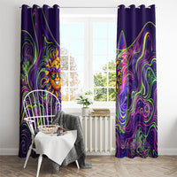 Waimanalo Hawaii Sun Rabbit Window Curtain Psychedelic Trippy Neon Swirl Graphic