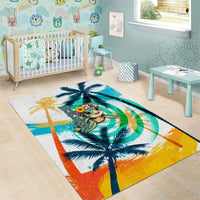 Hawaii Waimanalo Sea Turtle Area Rug Cute Tropical Beach Aloha Spirit Cartoon