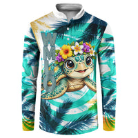 Hawaii Waimanalo Sea Turtle Button Sweatshirt Cute Tropical Beach Aloha Spirit Cartoon