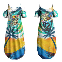 Hawaii Waimanalo Sea Turtle Couples Matching Summer Maxi Dress and Long Sleeve Button Shirt Cute Tropical Beach Aloha Spirit Cartoon