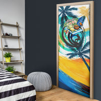 Hawaii Waimanalo Sea Turtle Door Cover Cute Tropical Beach Aloha Spirit Cartoon
