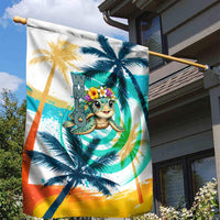 Hawaii Waimanalo Sea Turtle Garden Flag Cute Tropical Beach Aloha Spirit Cartoon