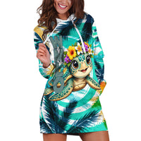 Hawaii Waimanalo Sea Turtle Hoodie Dress Cute Tropical Beach Aloha Spirit Cartoon