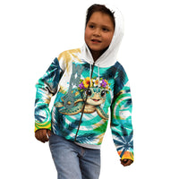 Hawaii Waimanalo Sea Turtle Kid Hoodie Cute Tropical Beach Aloha Spirit Cartoon