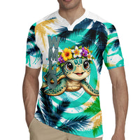 Hawaii Waimanalo Sea Turtle Rugby Jersey Cute Tropical Beach Aloha Spirit Cartoon