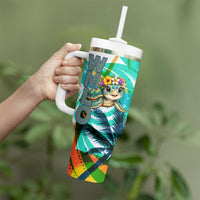 Hawaii Waimanalo Sea Turtle Tumbler With Handle Cute Tropical Beach Aloha Spirit Cartoon