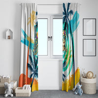 Hawaii Waimanalo Sea Turtle Window Curtain Cute Tropical Beach Aloha Spirit Cartoon