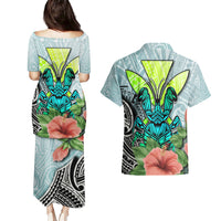 Polynesian Hawaii Couples Matching Puletasi Dress and Hawaiian Shirt Kanaka with Crab Tribal tattoo TS04 - Polynesian Pride