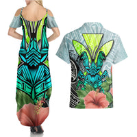 Polynesian Hawaii Couples Matching Summer Maxi Dress and Hawaiian Shirt Kanaka with Crab Tribal tattoo TS04 - Polynesian Pride