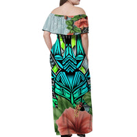 Polynesian Hawaii Off Shoulder Maxi Dress Kanaka with Crab Tribal tattoo TS04 - Polynesian Pride
