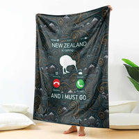 New Zealand is Calling and I Must Go Blanket Kiwi Bird Silhouette