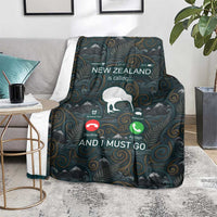New Zealand is Calling and I Must Go Blanket Kiwi Bird Silhouette