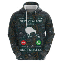New Zealand is Calling and I Must Go Hoodie Kiwi Bird Silhouette