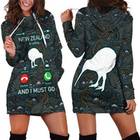 New Zealand is Calling and I Must Go Hoodie Dress Kiwi Bird Silhouette