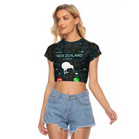 New Zealand is Calling and I Must Go Raglan Cropped T Shirt Kiwi Bird Silhouette