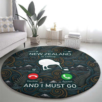 New Zealand is Calling and I Must Go Round Carpet Kiwi Bird Silhouette