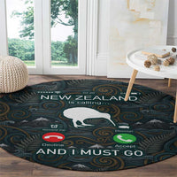 New Zealand is Calling and I Must Go Round Carpet Kiwi Bird Silhouette