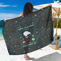 New Zealand is Calling and I Must Go Sarong Kiwi Bird Silhouette
