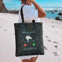 New Zealand is Calling and I Must Go Tote Bag Kiwi Bird Silhouette