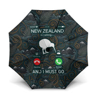 New Zealand is Calling and I Must Go Umbrella Kiwi Bird Silhouette