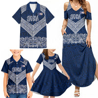American Samoa Eagle Family Matching Summer Maxi Dress and Hawaiian Shirt Sea Turtle Traditional Polynesian Tribal Tattoo