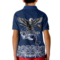 American Samoa Eagle Kid Polo Shirt Sea Turtle Traditional Polynesian Tribal Tattoo