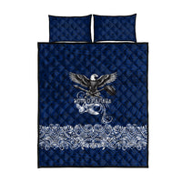 American Samoa Eagle Quilt Bed Set Sea Turtle Traditional Polynesian Tribal Tattoo
