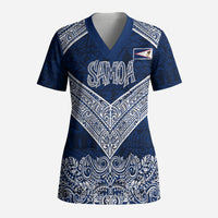American Samoa Eagle Scrub Top Sea Turtle Traditional Polynesian Tribal Tattoo