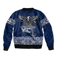 American Samoa Eagle Sleeve Zip Bomber Jacket Sea Turtle Traditional Polynesian Tribal Tattoo