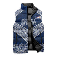 American Samoa Eagle Sleeveless Puffer Jacket Sea Turtle Traditional Polynesian Tribal Tattoo
