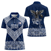 American Samoa Eagle Women Polo Shirt Sea Turtle Traditional Polynesian Tribal Tattoo