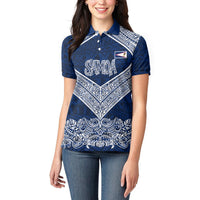 American Samoa Eagle Women Polo Shirt Sea Turtle Traditional Polynesian Tribal Tattoo