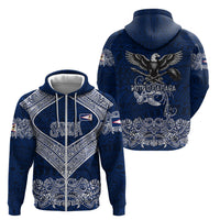 American Samoa Eagle Zip Hoodie Sea Turtle Traditional Polynesian Tribal Tattoo