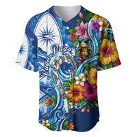 American Samoa Pago Pago Baseball Jersey Sea Turtle And Fruit Bat - Tropical Hibiscus Flowers Polynesian