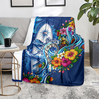 American Samoa Pago Pago Blanket Sea Turtle And Fruit Bat - Tropical Hibiscus Flowers Polynesian