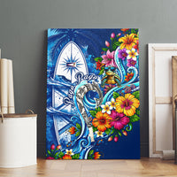 American Samoa Pago Pago Canvas Wall Art Sea Turtle And Fruit Bat - Tropical Hibiscus Flowers Polynesian